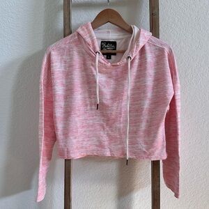 Soho Babe Pink White Cropped Hoodie Sz: Large